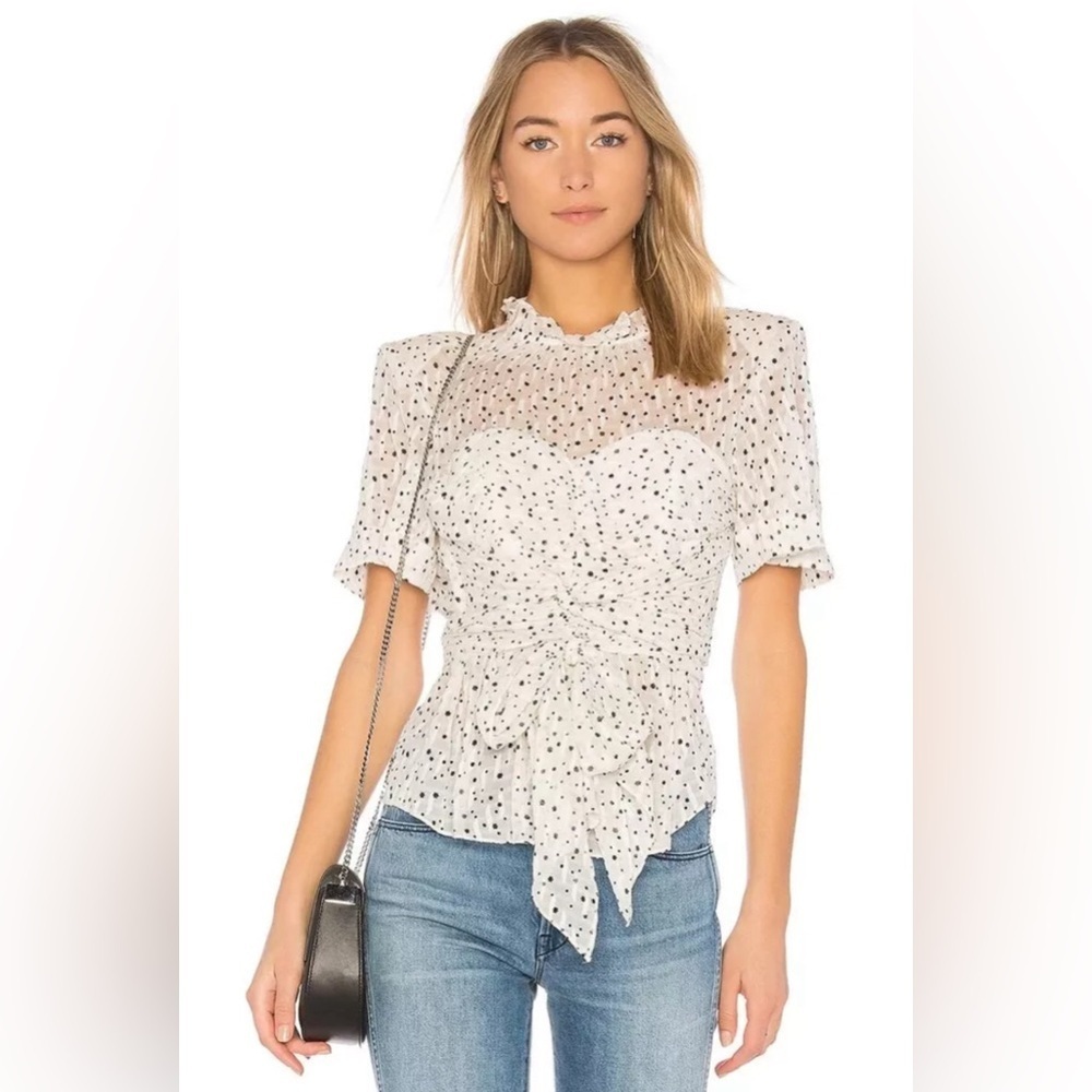 NWT Rebecca Taylor Scatteredโ Star SilkโWrap Blouse, Size 8